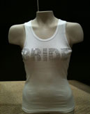 Tripple beaded bridal white tank top. 